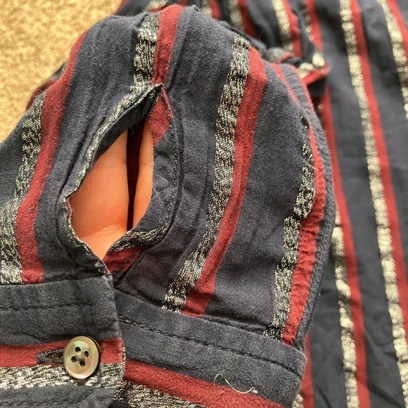 J.Crew Long-Sleeved Striped Half Button Up Blouse With Sparkles Size 0 - Picture 5 of 5